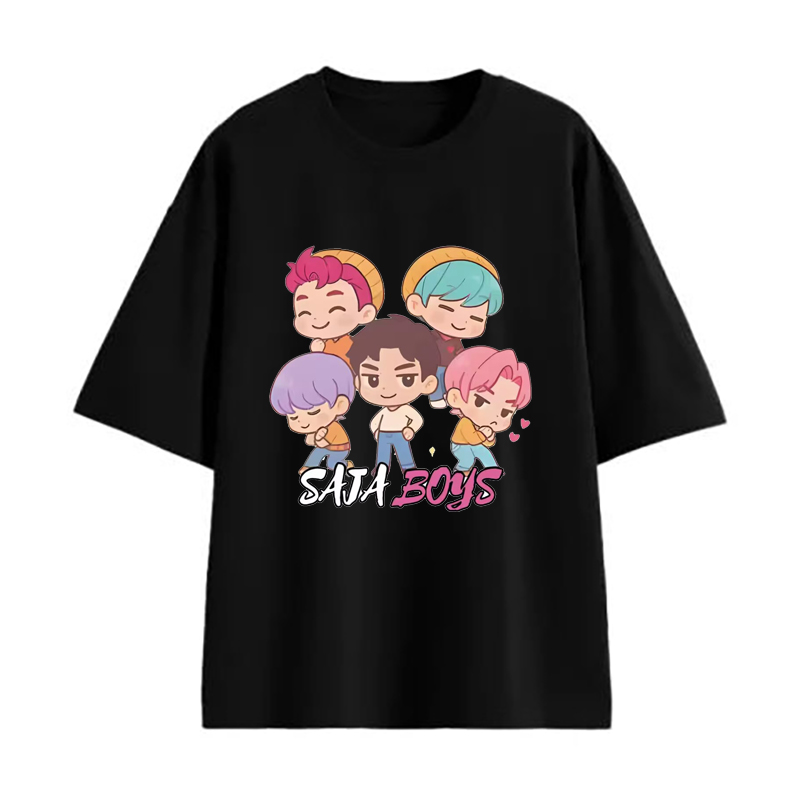 2025新款上衣卡通kpop猎魔男团女团周边夏装儿童短袖纯棉夏季半袖