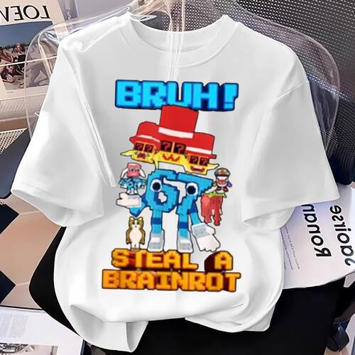 偷走脑红山海经Steal a Brainrot 67号儿童男女上衣纯棉圆领短袖