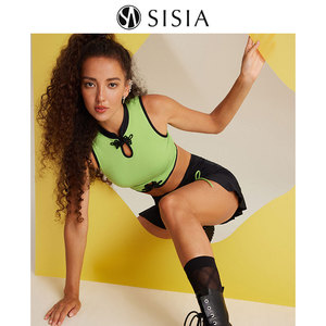 SISIA2024新款裙式分体泳衣女国潮古韵盘扣无袖露腹性感显瘦度假