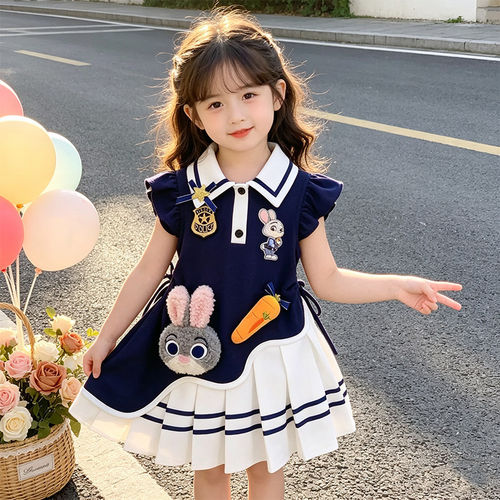 女童连衣裙夏2026新款疯狂动物城儿童服装夏季女孩兔子警官公主裙