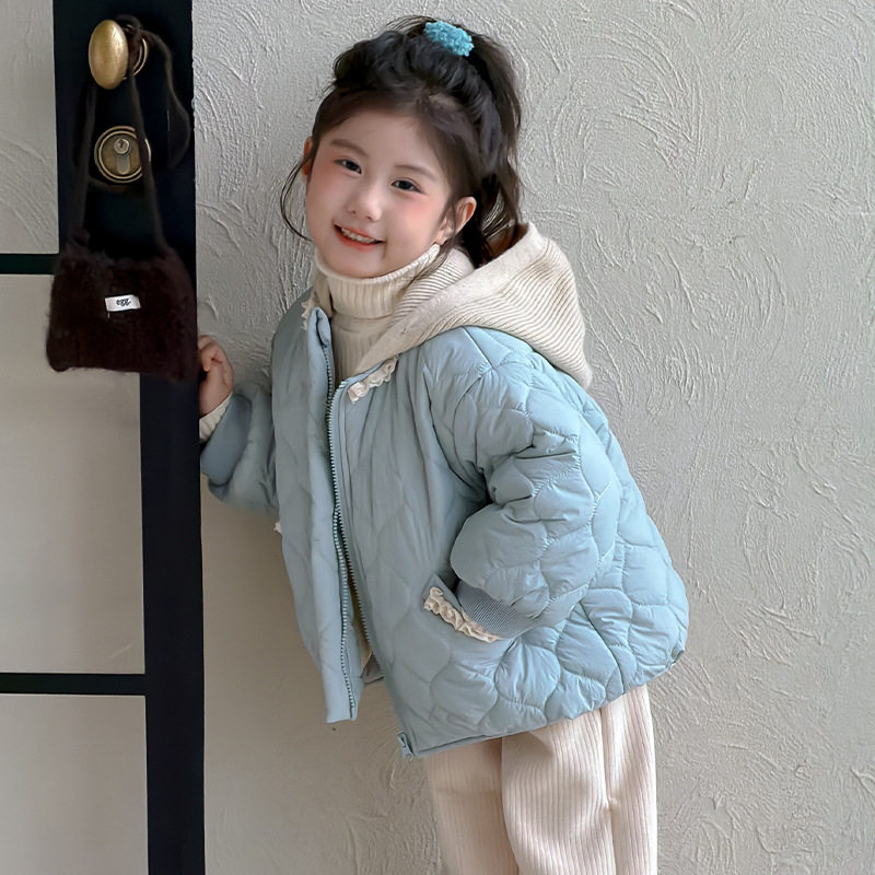 儿童外套2025新款女孩加厚连帽上衣秋冬宝宝加绒衣服女童夹棉冬装