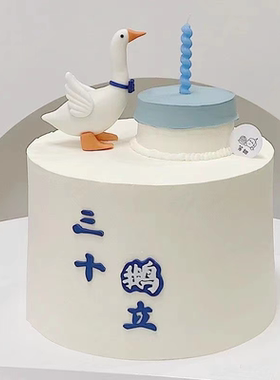 网红蛋糕装饰三十而立小天鹅摆件男神老公男士30岁生日蜡烛插件