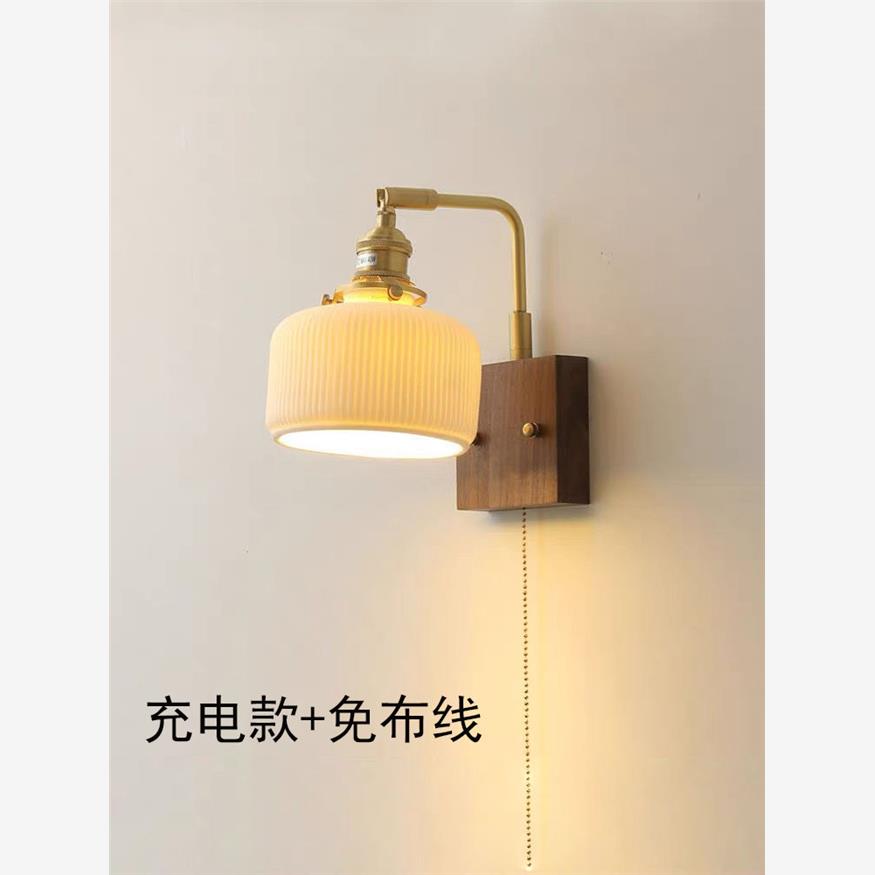 日式卧室床头免布线壁灯