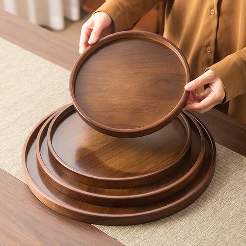 围炉煮茶实木托盘圆形餐