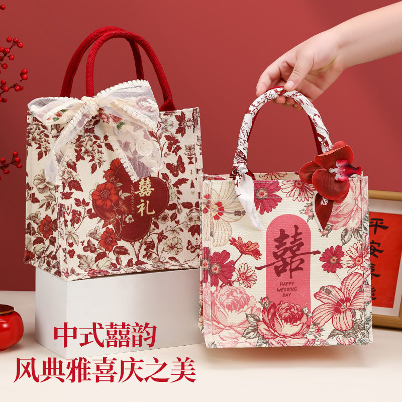 吾家婚品伴手礼袋子伴娘手提袋结婚回礼帆布包包颜值喜糖礼品袋1