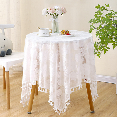 伊伽美轻奢白纱法式桌布圆形