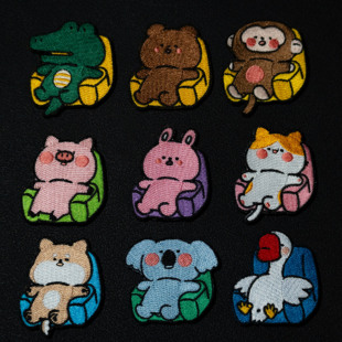 星星精品原创臂章高品万针刺绣魔术贴士气章 小动物 躺平