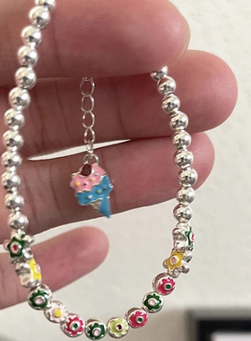 女925银小众设计冰淇淋手链可爱