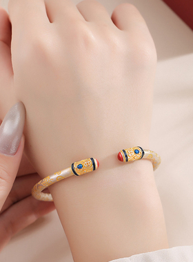 吉言珐琅手镯女新中式复古开口