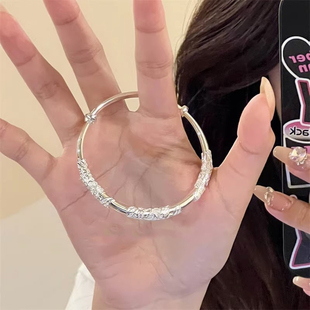 9999纯银繁花似锦手镯轻奢潮流百搭手环可调节送女友2023年新款 潮