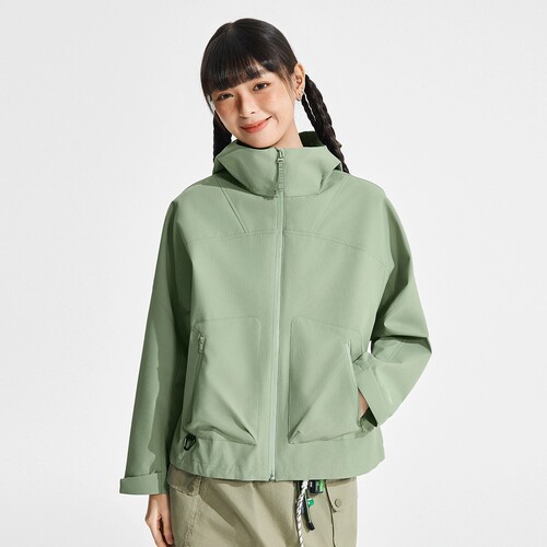 李宁女子连帽防泼水防护珑壳外套