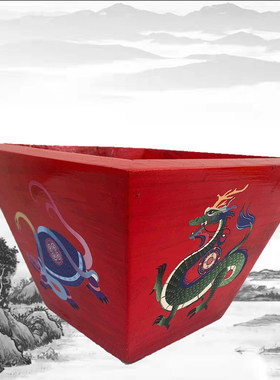 道家用品实木彩绘红色拜