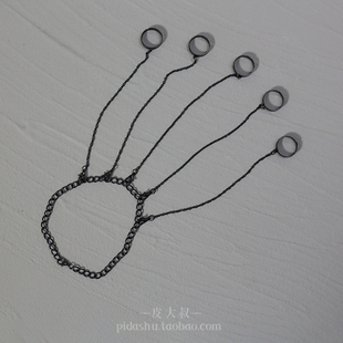 朋克风创意手指连体手链戒指可拆卸潮酷饰品ins风连指手链 时尚