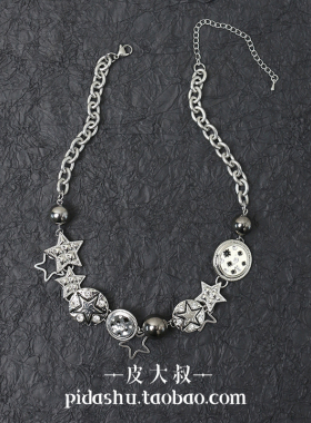 朋克纽扣星星项链辣妹重工锁骨链