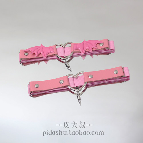 lolita粉色翅膀腿环腿带