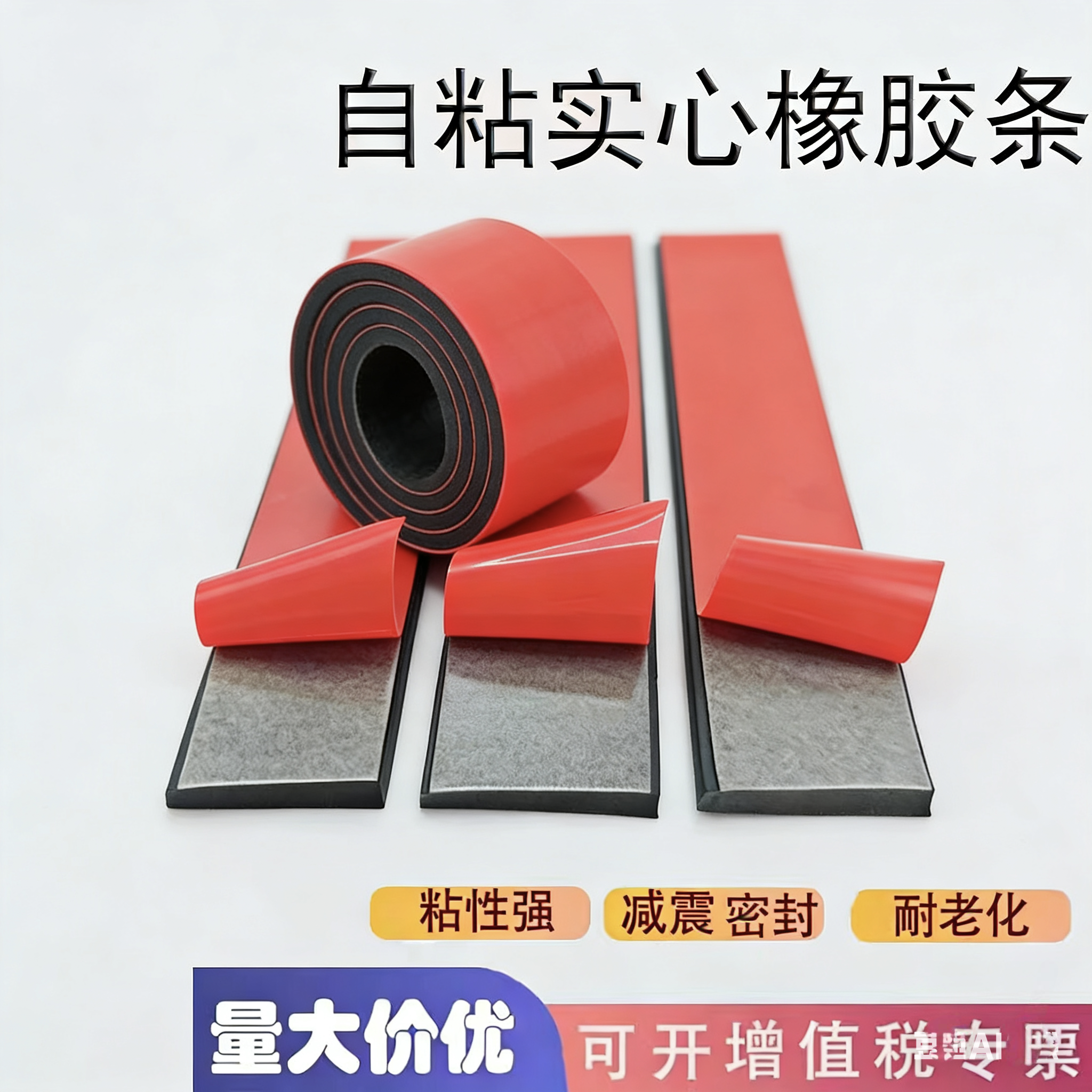 自粘橡胶条扁条橡胶实心方条电机柜玻璃防滑耐磨隔音减震缓冲垫片