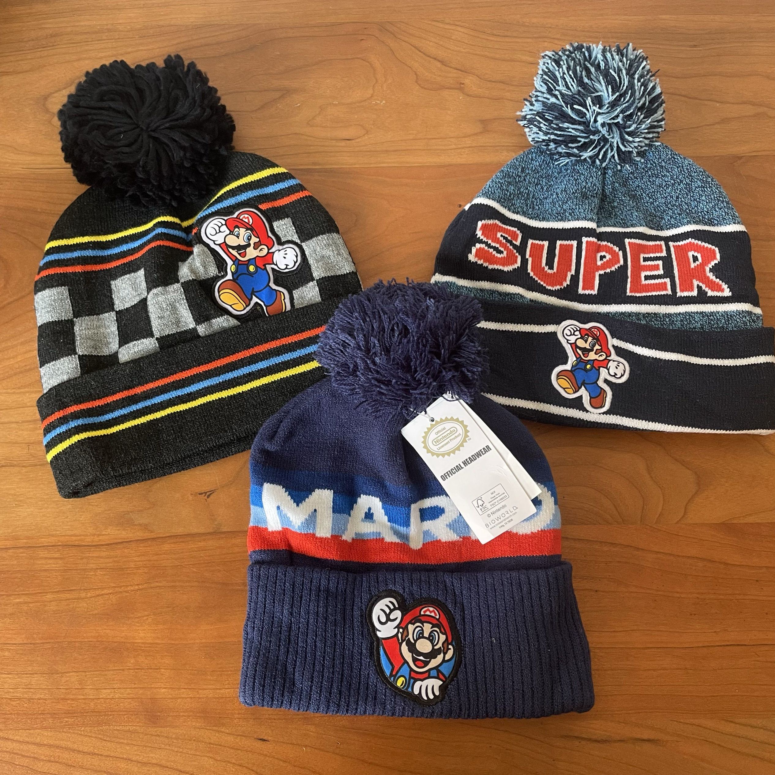 包邮外贸原单儿童帽子套头帽毛线帽马里奥秋冬帽子男女童保暖弹力