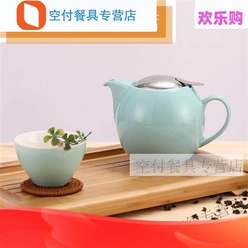 润韵嘉嘉迅鸽茶壶美浓烧陶瓷带滤网泡茶壶家用功夫茶茶具 水绿色6