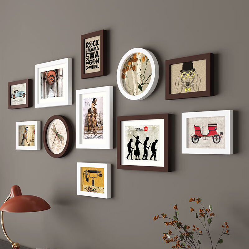 纪恒暄照片墙组合客厅餐厅实木相片墙木质墙面装饰画框楼梯装裱挂图片