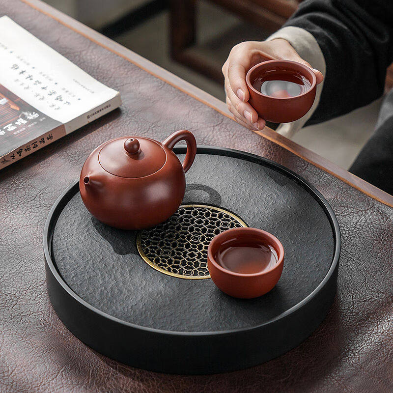 琦轩源小型茶盘储水家用沥水泡茶托盘茶台圆形茶具陶瓷面茶托台智怎么看?