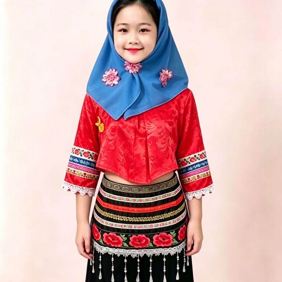 定做惠安女儿童款表演服套装闽南非遗文化传承服饰头巾款惠女