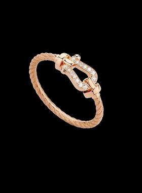 Star Ray马蹄扣戒指女18K玫瑰金小众设计高级叠戴镶钻航海扣指环