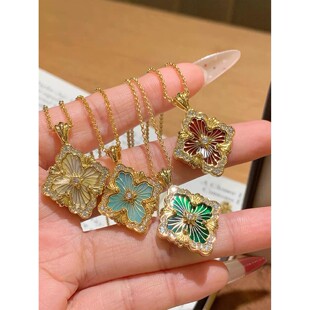 Star Ray布契拉丝歌剧院项链女玫瑰金贝母玛瑙天河石四叶草锁骨链