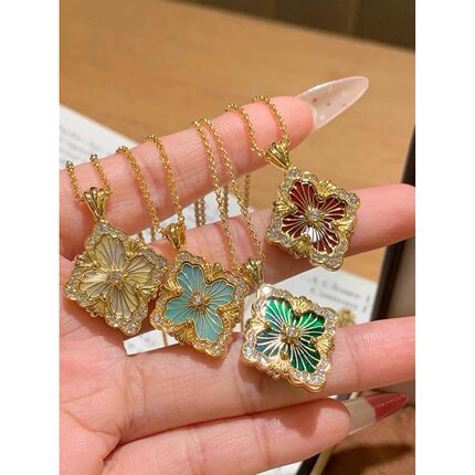 Star Ray布契拉丝歌剧院项链女玫瑰金贝母玛瑙天河石四叶草锁骨链