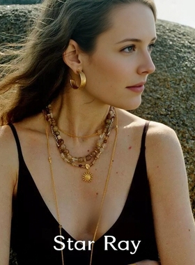 Star Ray日出项链原创天然水晶串珠编绳度假配饰手链女精致吊坠女