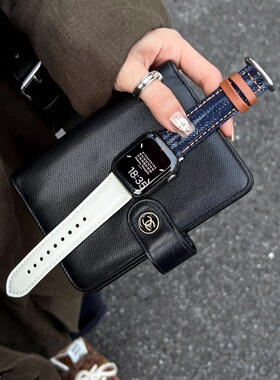 IAMYEE新复古撞色丹宁表带适用applewatch3456S7S8S9S10iwatchS11