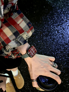 IAMYEE细版磁吸丹宁表带适用applewatch7S89代S10iwatch手表带S11