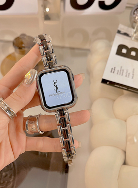 IAMYEE山茶花COCO经典款金属适用Applewatch78S9S10S11代苹果表带