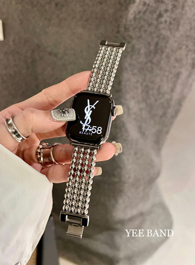 IAMYEE钢珠不锈钢表带适用于AppleWatch5678代S9S10S11苹果手表带