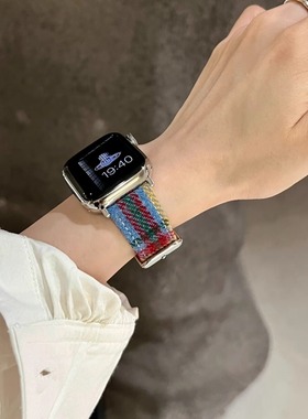 IAMYEE复古老钱风毛呢表带适用applewatch56SES7S8S9S10iwatchS11