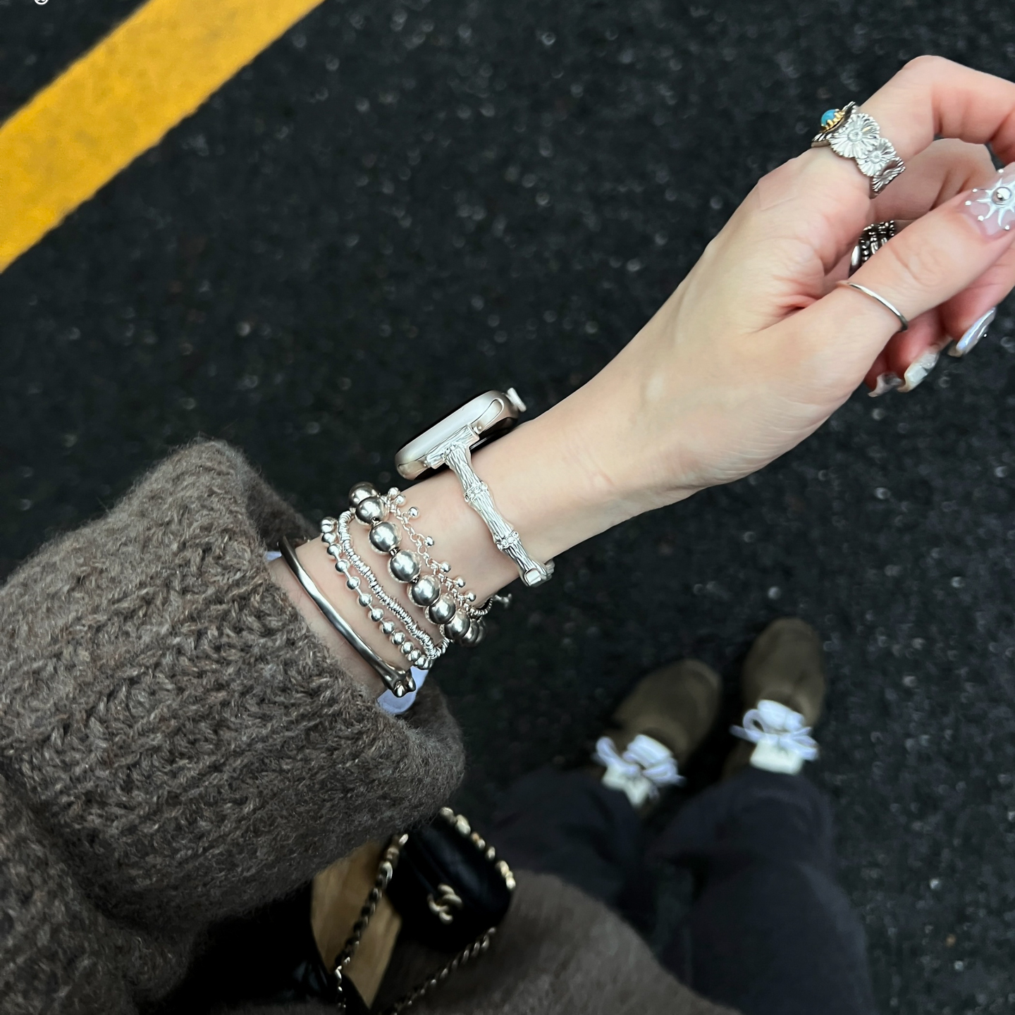 IAMYEE银骨竹节金属表带适用applewatch6se789S7S8S9S10s11iwatch