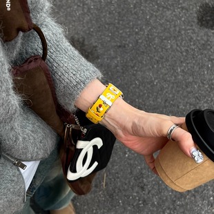 IAMYEE原创莫奈花园皮质表带适用applewatch67SES8S9S10iwatchS11