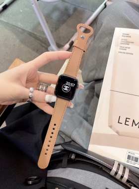 IAMYEE真皮奶嘴扣皮表带适用Applewatch567S8S9S10代苹果手表表带