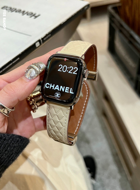 IAMYEE磁吸菱格小香高级感皮质表带适用Applewatch89S10iwatchS11