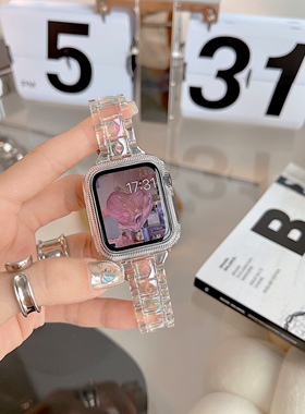 IAMYEE小蛮腰镭射冰块亚克力适用苹果34567S8/S9/S10代iwatch表带