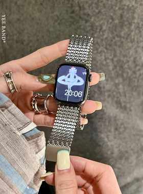 IAMYEE摩斯密码不锈钢表带适用于applewatch6代S9S8S710iwatchS11