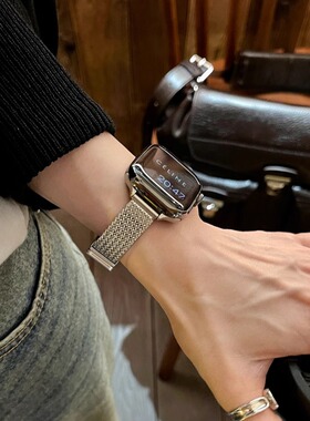 IAMYEE细版麦穗磁吸不锈钢表带适用applewatch6S7S8S9SEiwatchS11