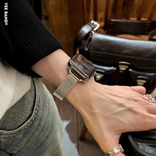 IAMYEE细版麦穗磁吸不锈钢表带适用applewatch6S7S8S9SEiwatchS11