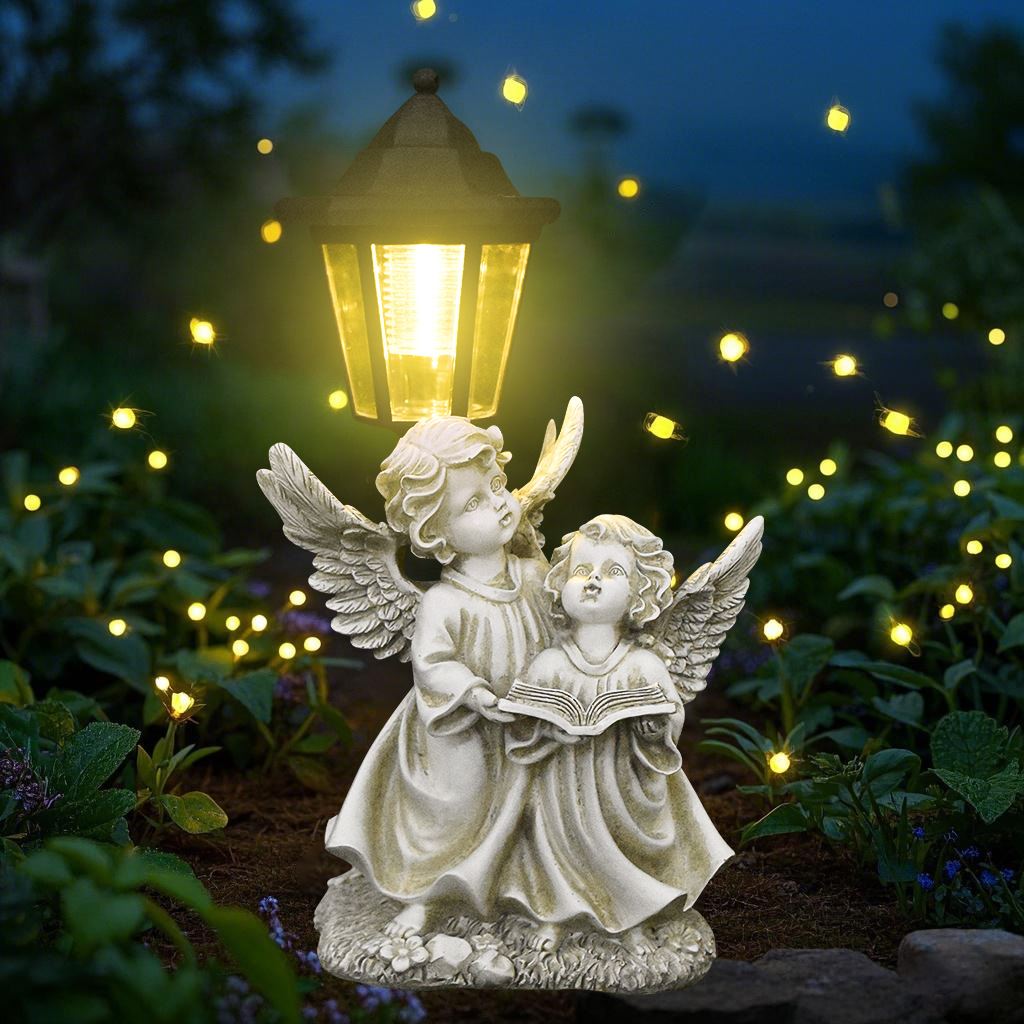 圣诞节装饰灯饰太阳能户外庭院花园树脂摆件草坪灯兔子天使落地灯