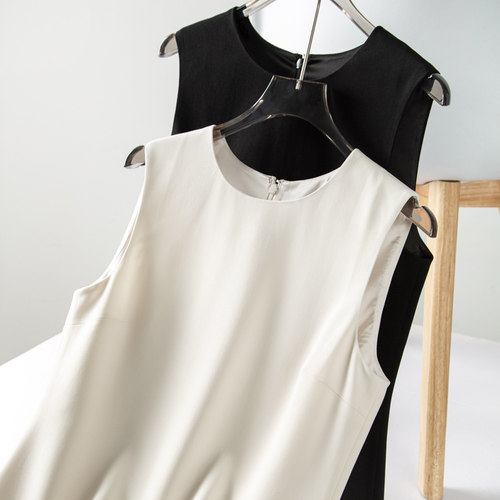 OL通勤三醋酸混纺收腰无袖连衣裙