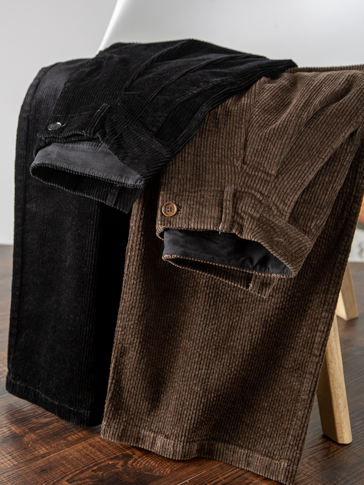 棉质灯芯绒阔腿休闲长裤