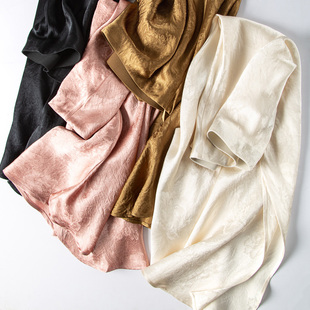 高腰半裙半身裙 摇曳生姿重磅褶皱肌理醋酸提花鱼尾裙摆开叉中长款