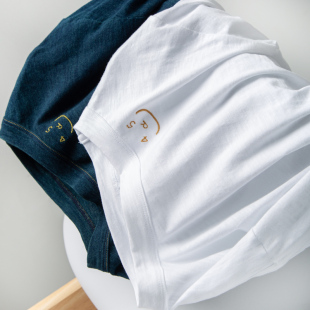 治愈笑脸刺绣慵懒风全棉竹节肌理圆领长袖 上衣2026女新 T恤打底衫