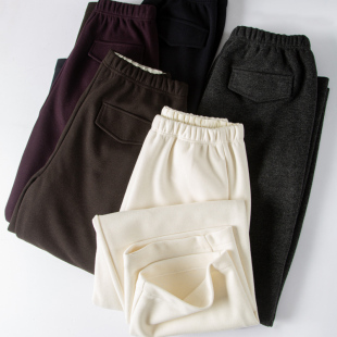 柔软垂顺蚕丝山羊绒复合面料显瘦遮肉显高挑香蕉裤 女秋冬 休闲长裤