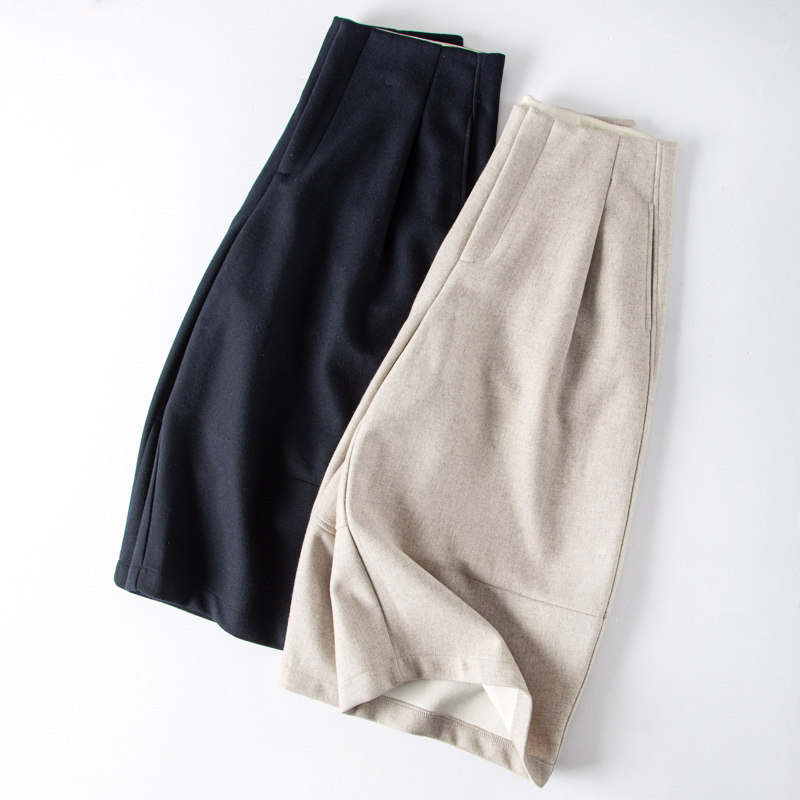 洒脱有气场垂顺挺括羊毛呢靴裤休闲羊毛阔腿七分裤子2025秋冬女