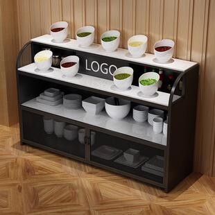 铁艺调味台自助火锅店烧烤酱香料大理石调料台商用实木餐边柜整装